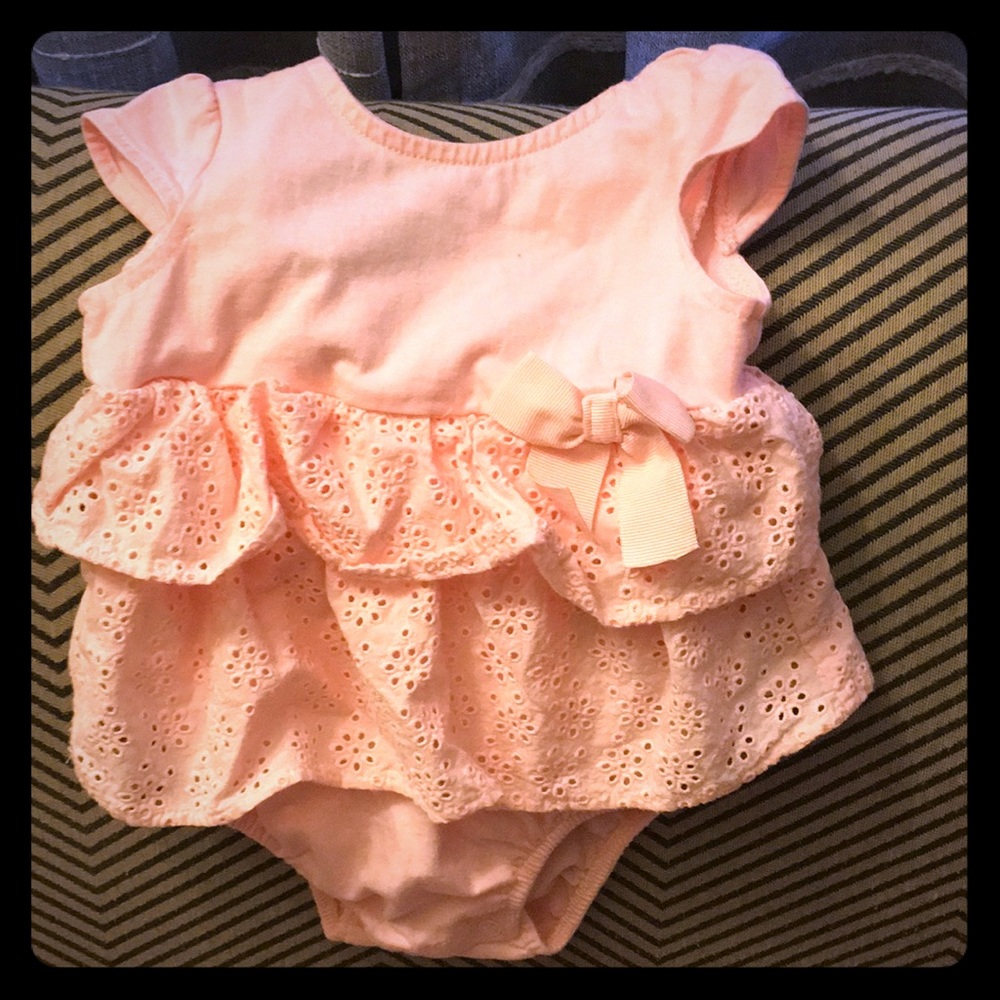 Babygirl pink onesie with eyelet accents